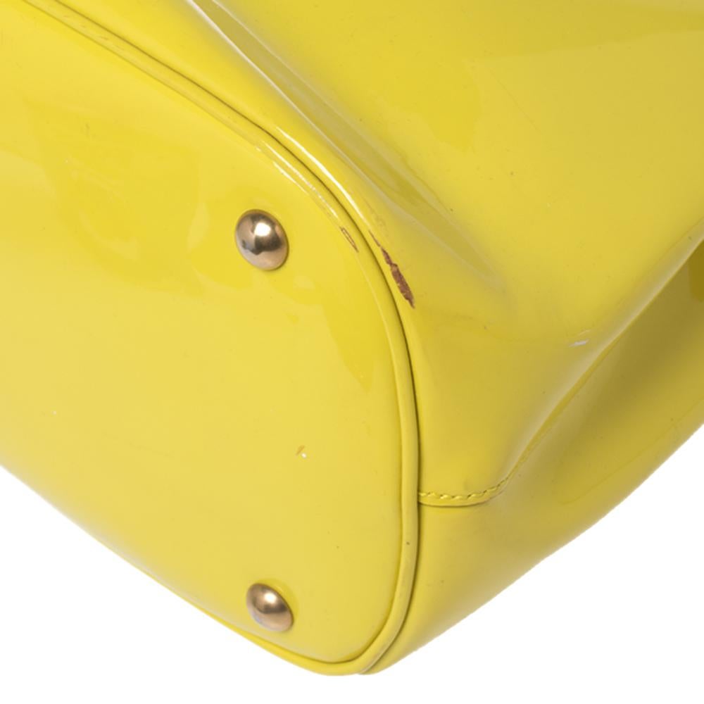 Gucci Yellow Patent Leather Medium Bright Bit Tote 4