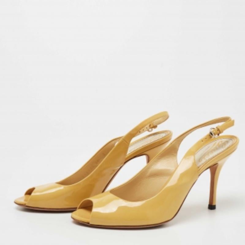 Gucci Amarillo  Charol  Bombas Peep Toe Slingback Talla 36 Beige en venta