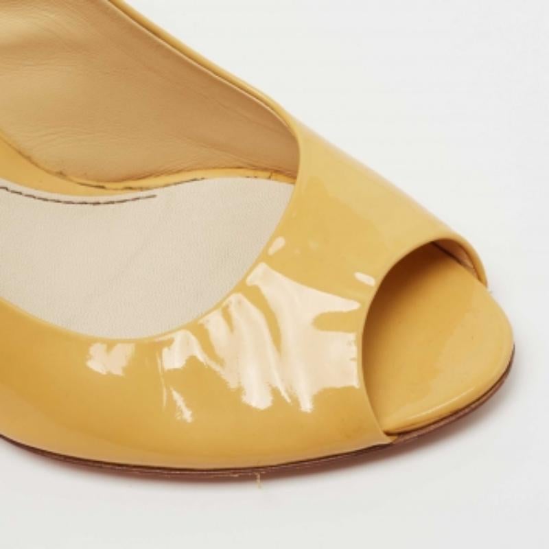 Gucci Amarillo  Charol  Bombas Peep Toe Slingback Talla 36 en venta 3