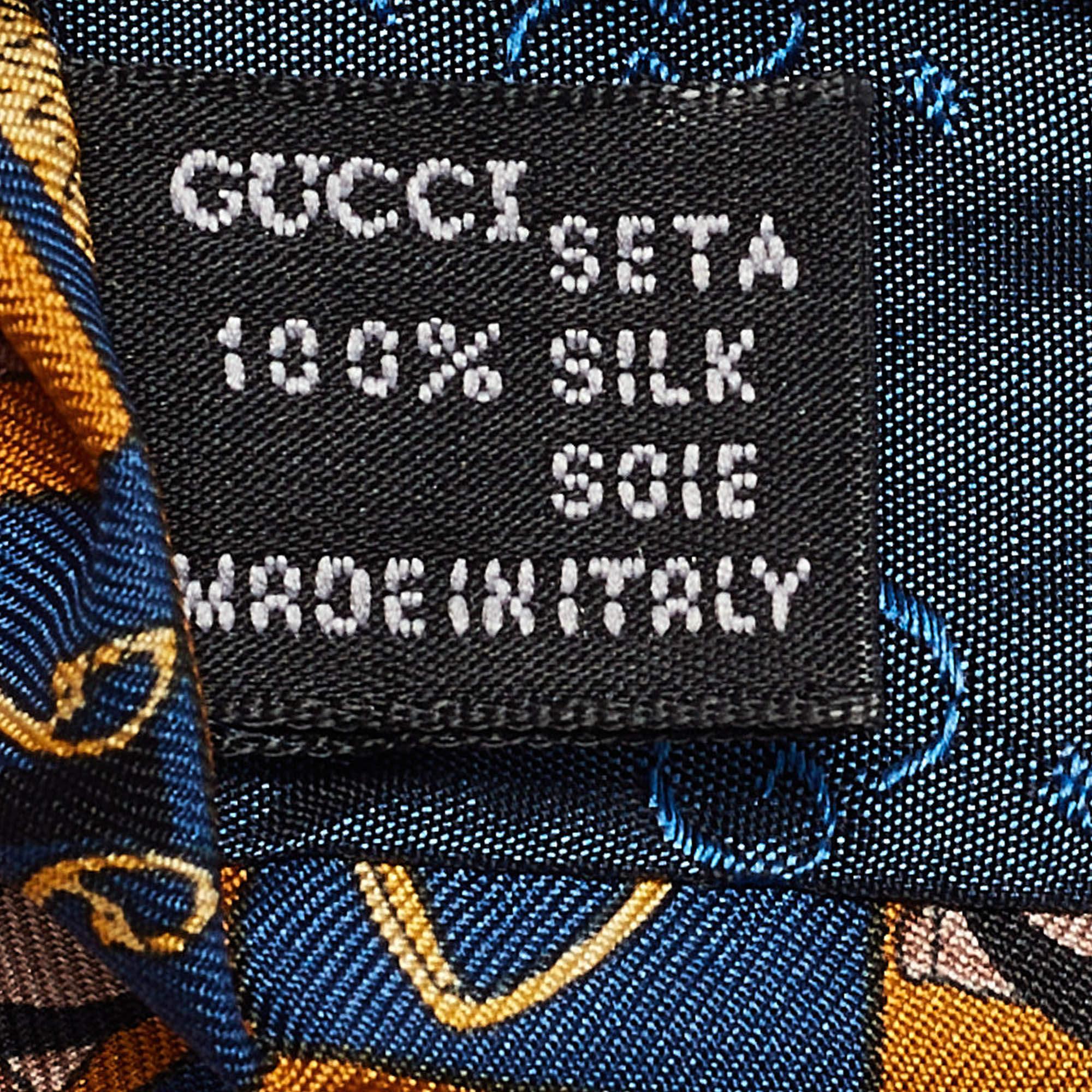 Men's Gucci Yellow Printed Silk Traditional Tie