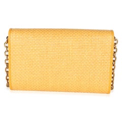 Gucci Yellow Raffia Azalea Calfskin Small Horsebit 1955 Chain Shoulder Bag