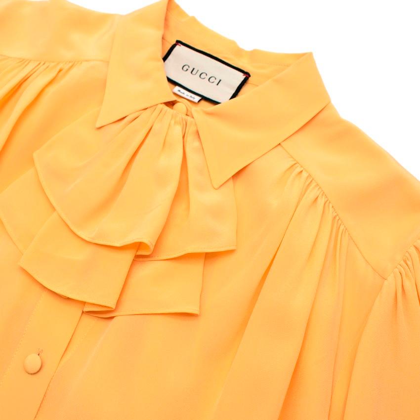 Gucci Yellow Silk-Crepe Detachable Ruffle Blouse - US 4 In Excellent Condition For Sale In London, GB