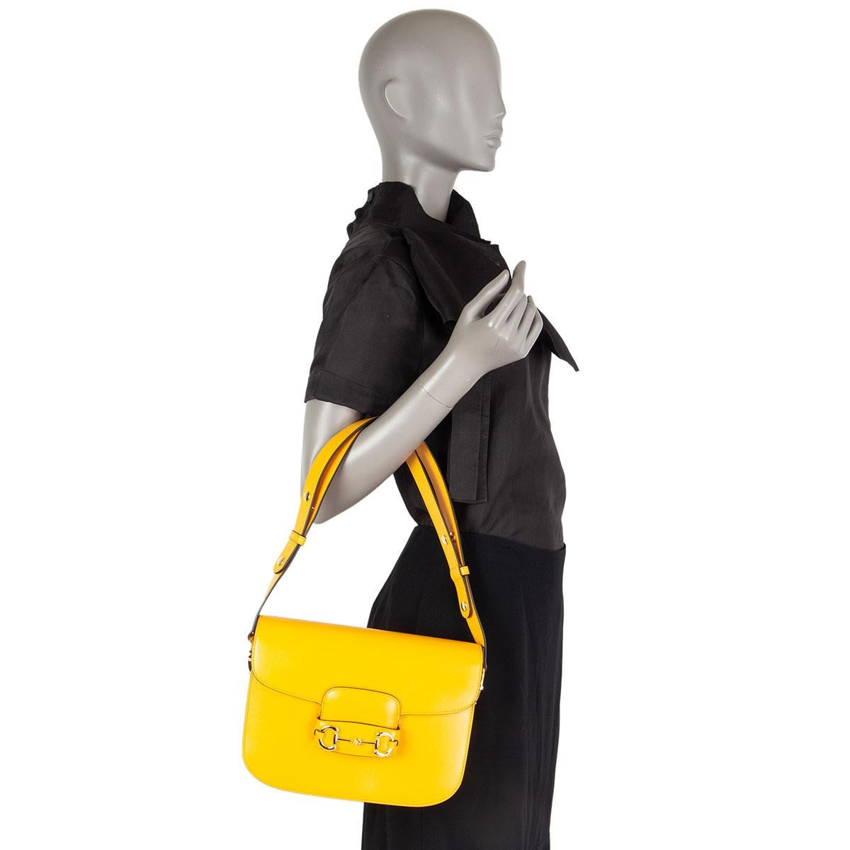 GUCCI yellow smooth leather HORSEBIT 1955 Shoulder Bag 1