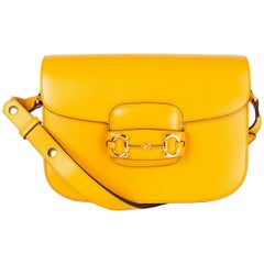 GUCCI yellow smooth leather HORSEBIT 1955 Shoulder Bag