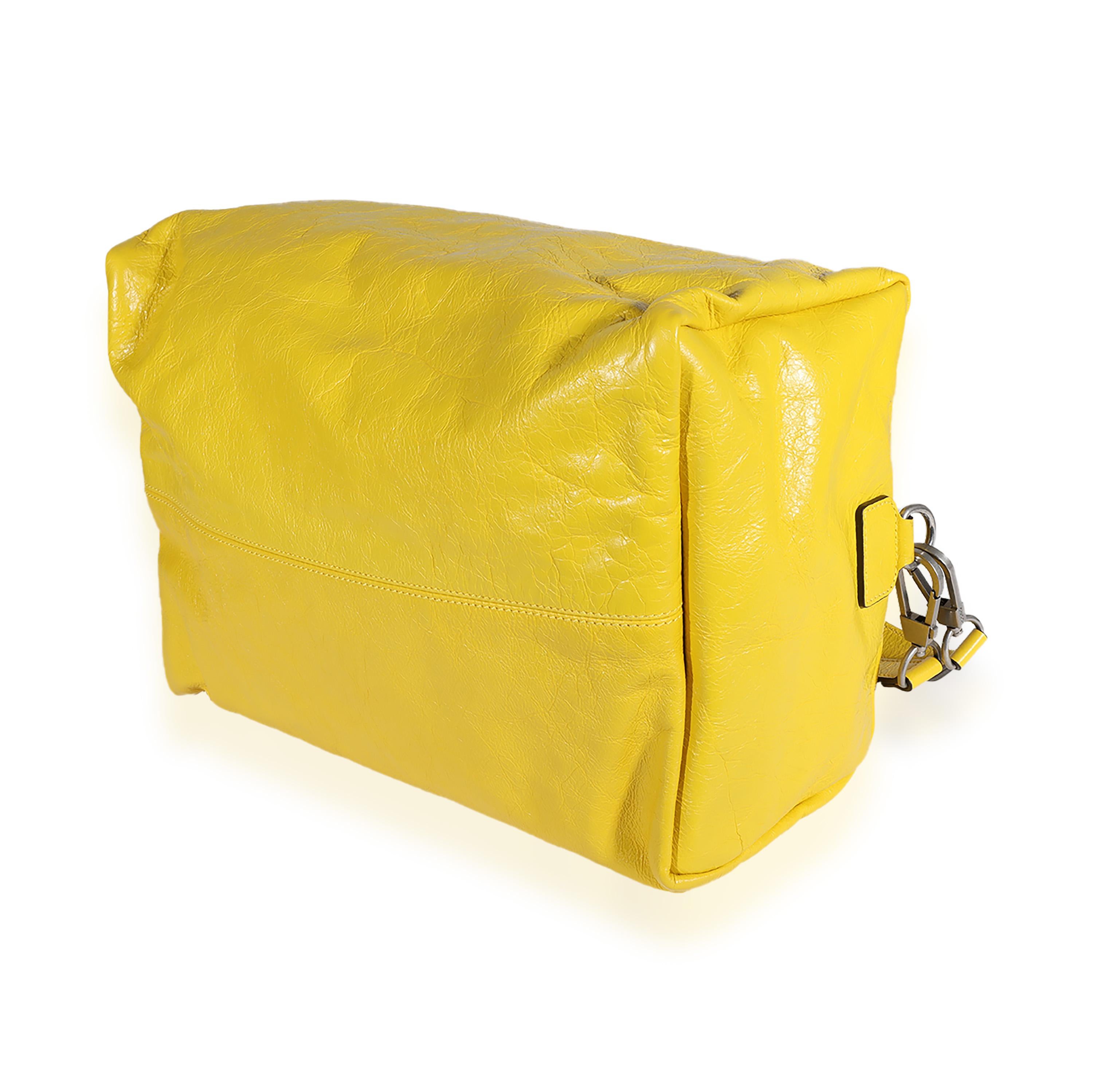 Gucci Yellow Soft Crinkled Leather Convertible Backpack Satchel 2