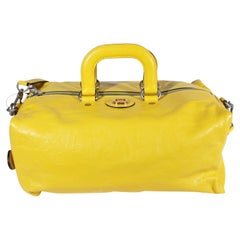 Gucci Yellow Soft Crinkled Leather Convertible Backpack Satchel