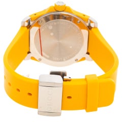 Gucci Yellow Stainless Steel Rubber Tiger Motif Dive Men's Wristwatch 40 mm