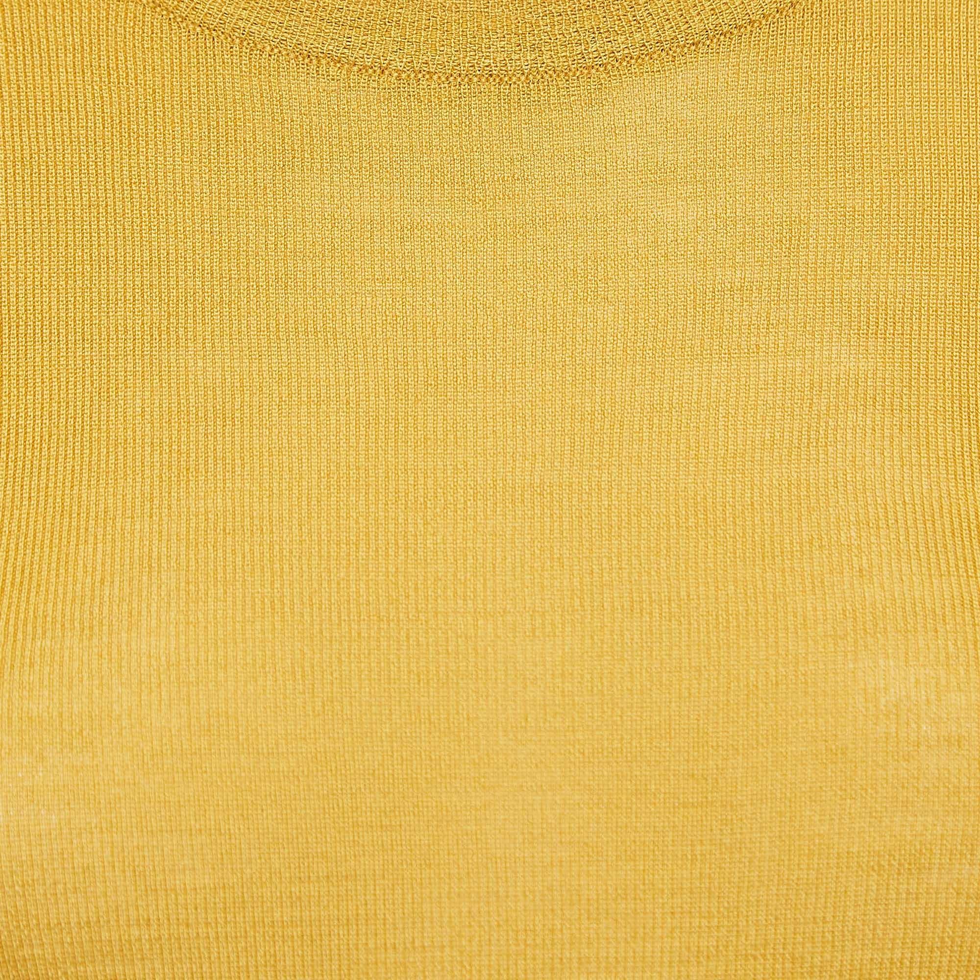 Gucci Yellow Striped Knit Top M In Good Condition For Sale In Dubai, Al Qouz 2