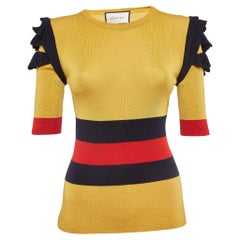 Gucci Yellow Striped Knit Top M