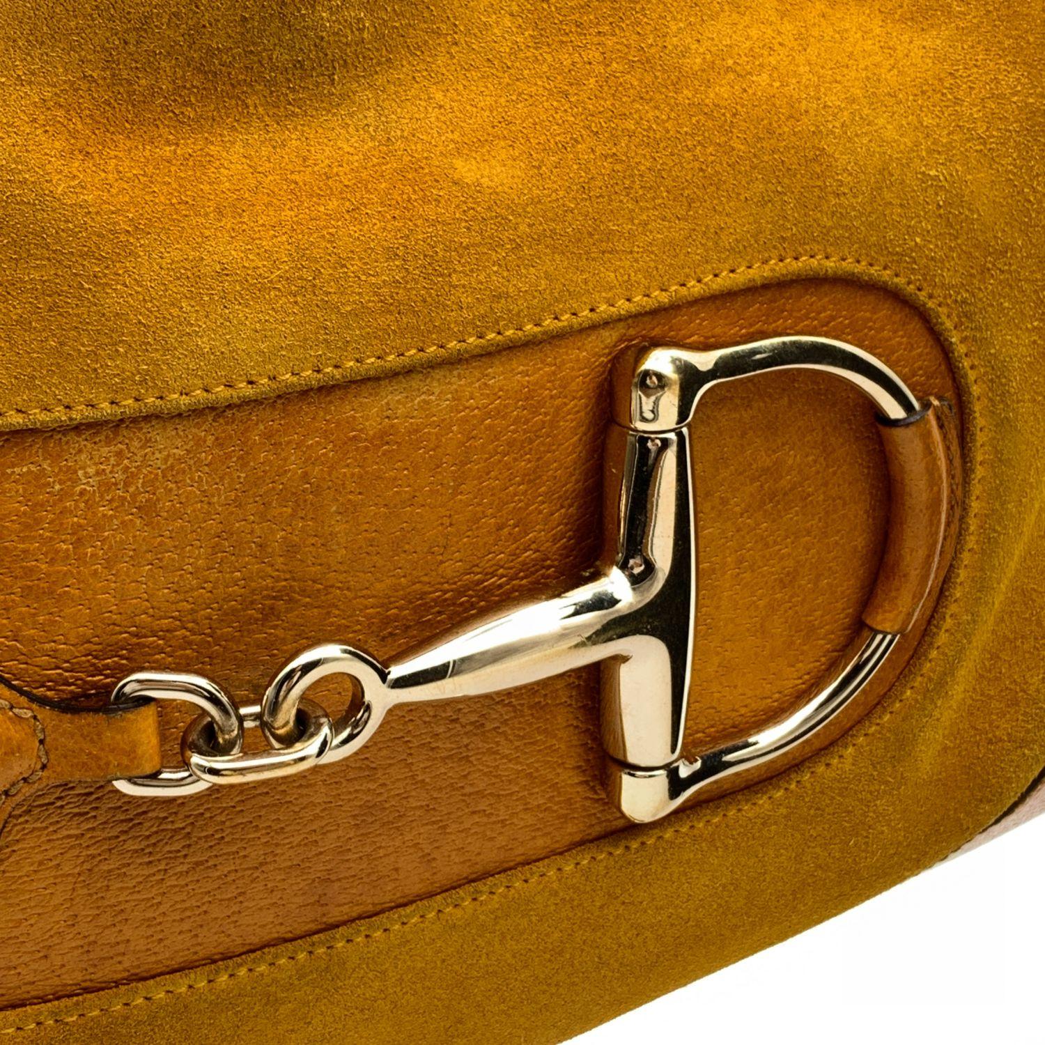 gucci yellow & taupe patterned shoulder bag