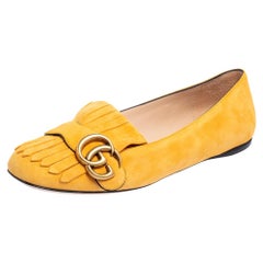 Gucci jaune daim GG Marmont Fringe Detail Ballet Flats Taille 37