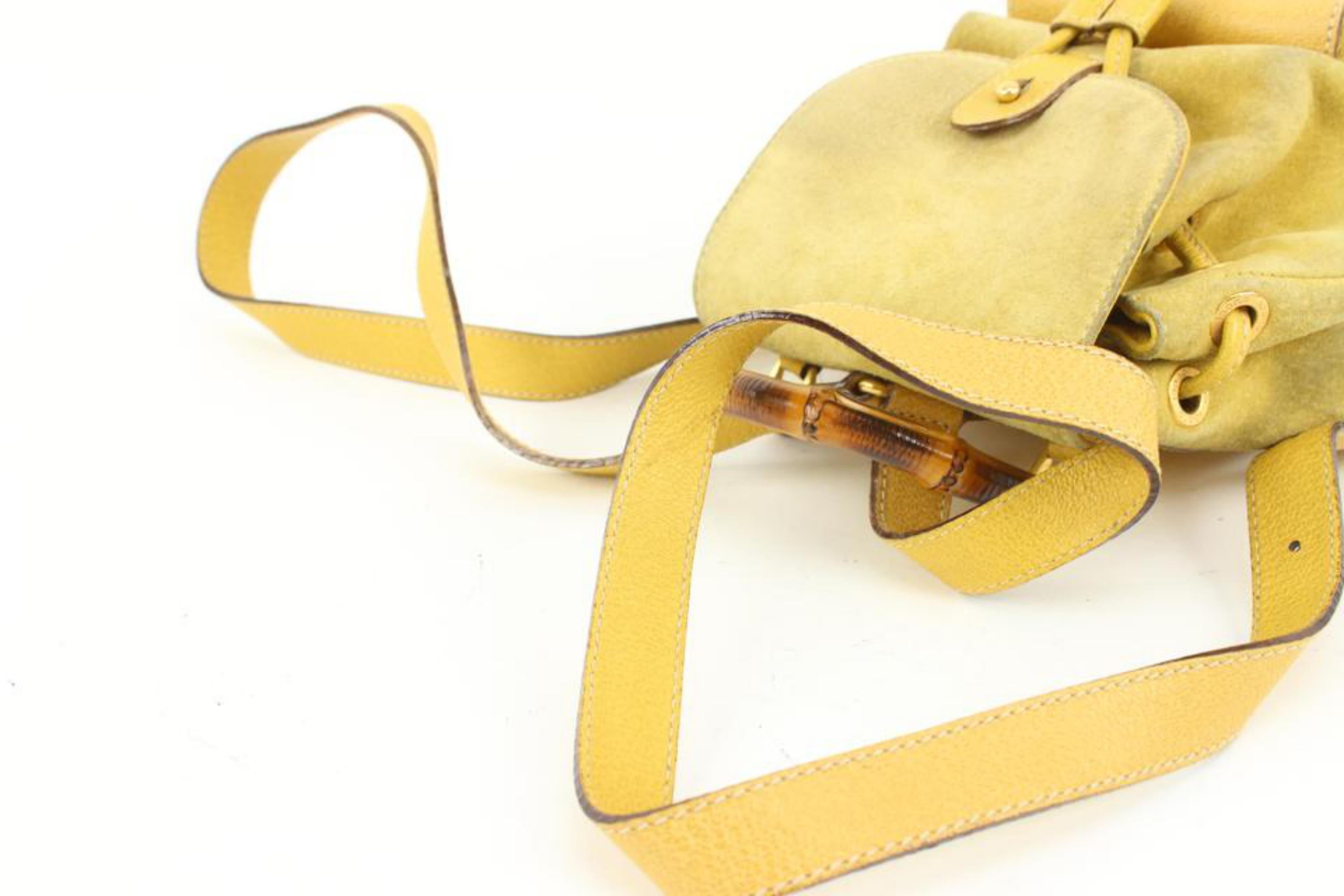 Gucci mini sac à dos bambou en daim jaune 54gz421s en vente 1