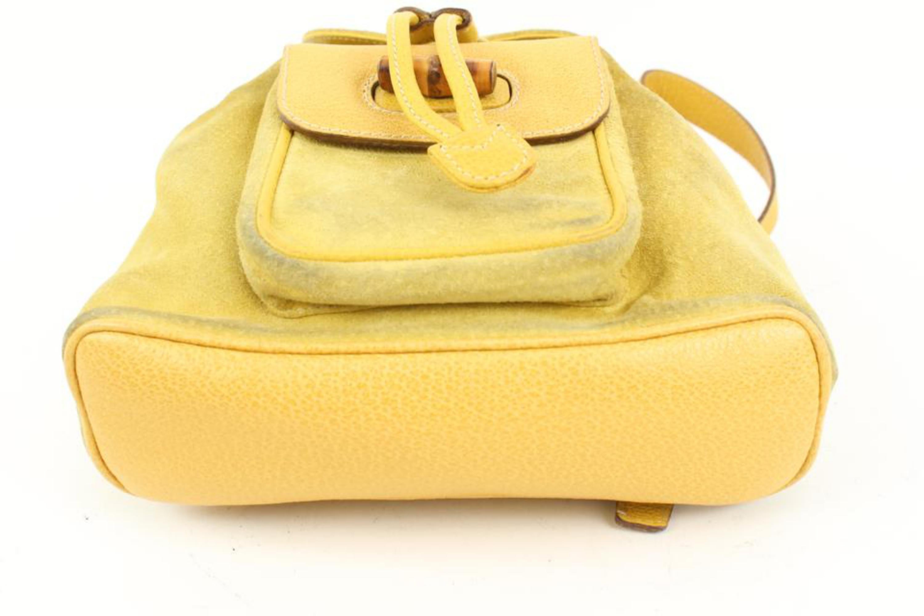 Gucci mini sac à dos bambou en daim jaune 54gz421s en vente 2