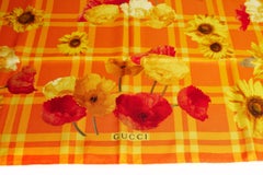 Gucci Yellow Sunflower Silk Scarf