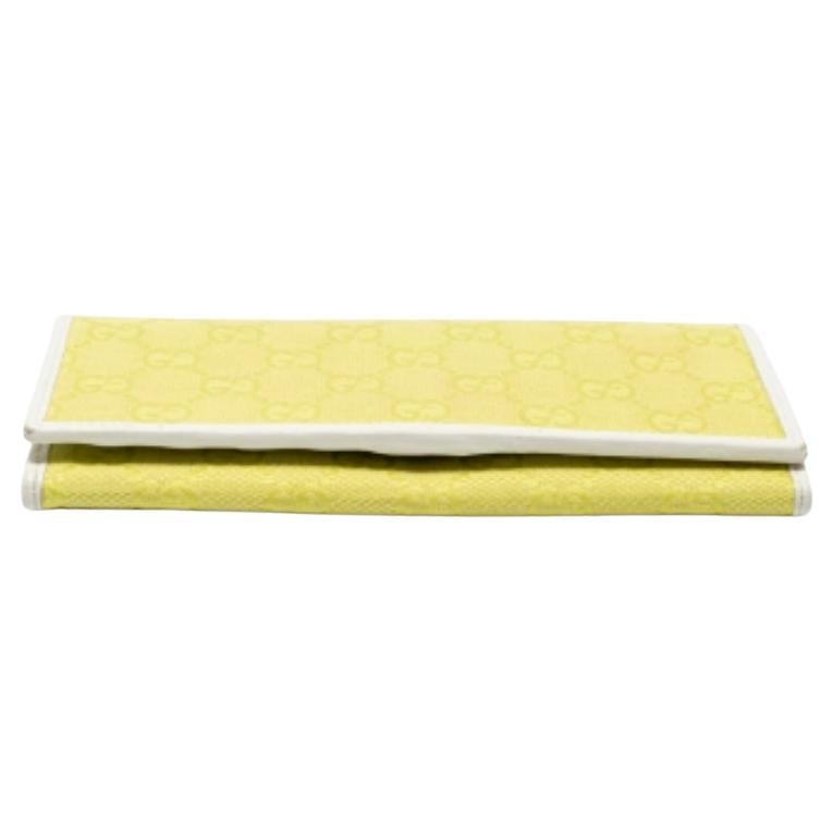 Gucci Yellow/White GG Canvas and Leather Continental Wallet For Sale