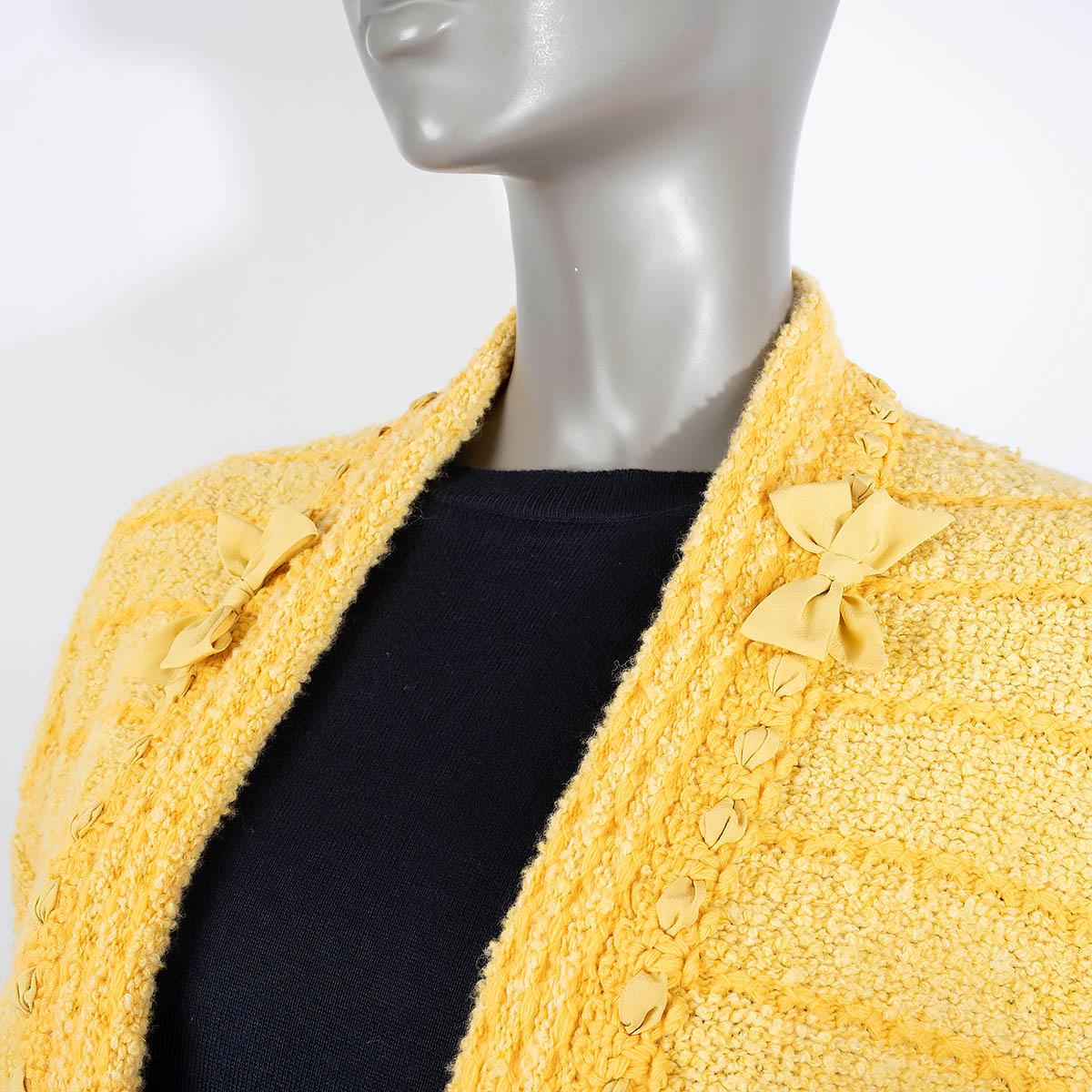 GUCCI yellow wool 2020 BOW EMBELLISHED OPEN KNIT Coat Jacket XS For Sale 1
