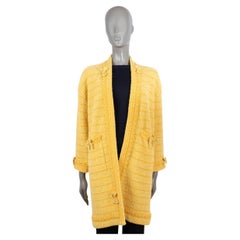 GUCCI yellow wool 2020 BOW EMBELLISHED OPEN KNIT Coat Jacket XS