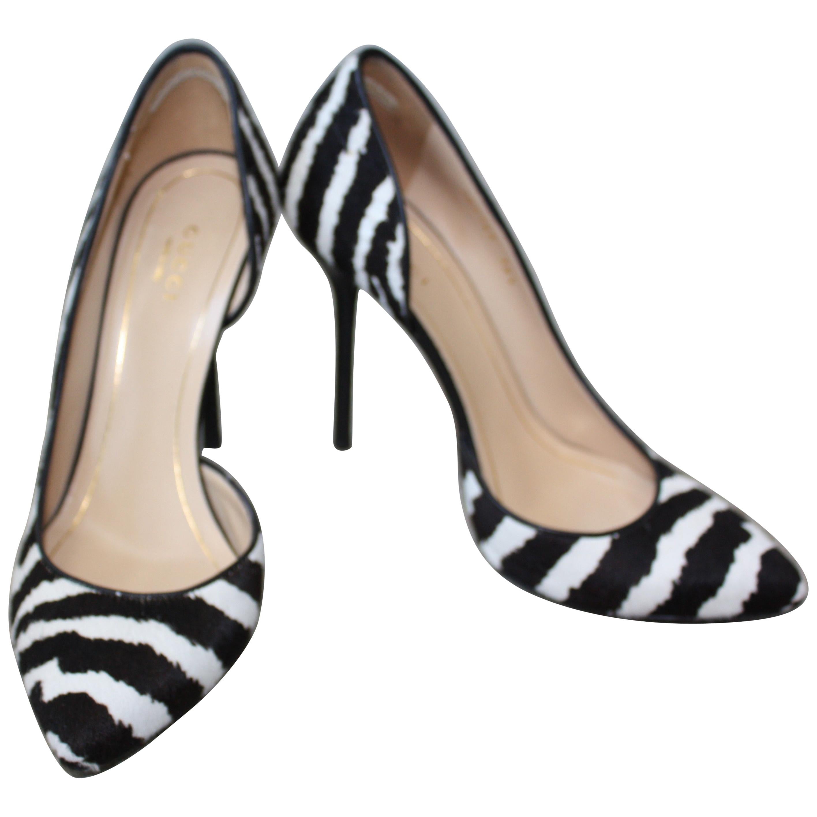 Gucci Zebra Black and White Pumps Size 36.5 For Sale at 1stDibs | black and  white pumps