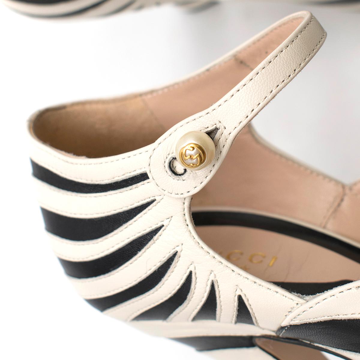 Gucci Zebra Leather Pumps 5.5  In Excellent Condition For Sale In London, GB