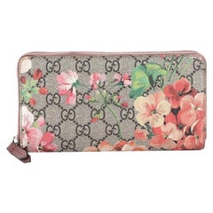 Gucci Zip Around Wallet Blooms Print GG Coated Canvas