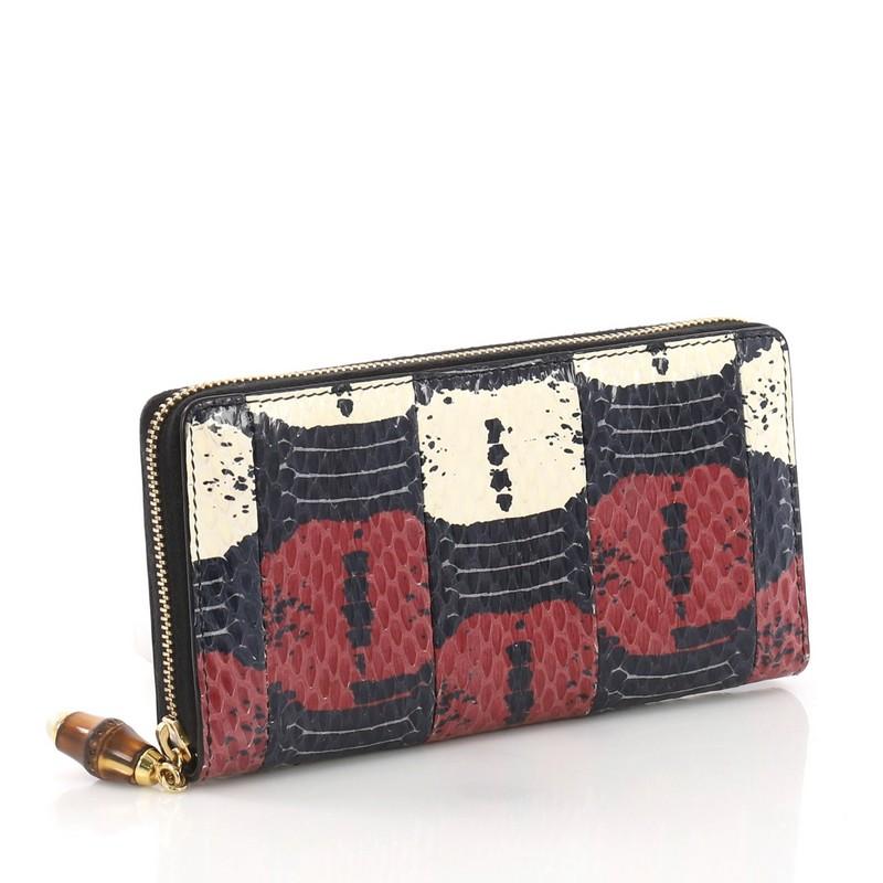 Black Gucci Zip Around Wallet Python Long