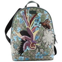 Gucci Zip Backpack Blooms Print Embroidered GG Coated Canvas Medium 