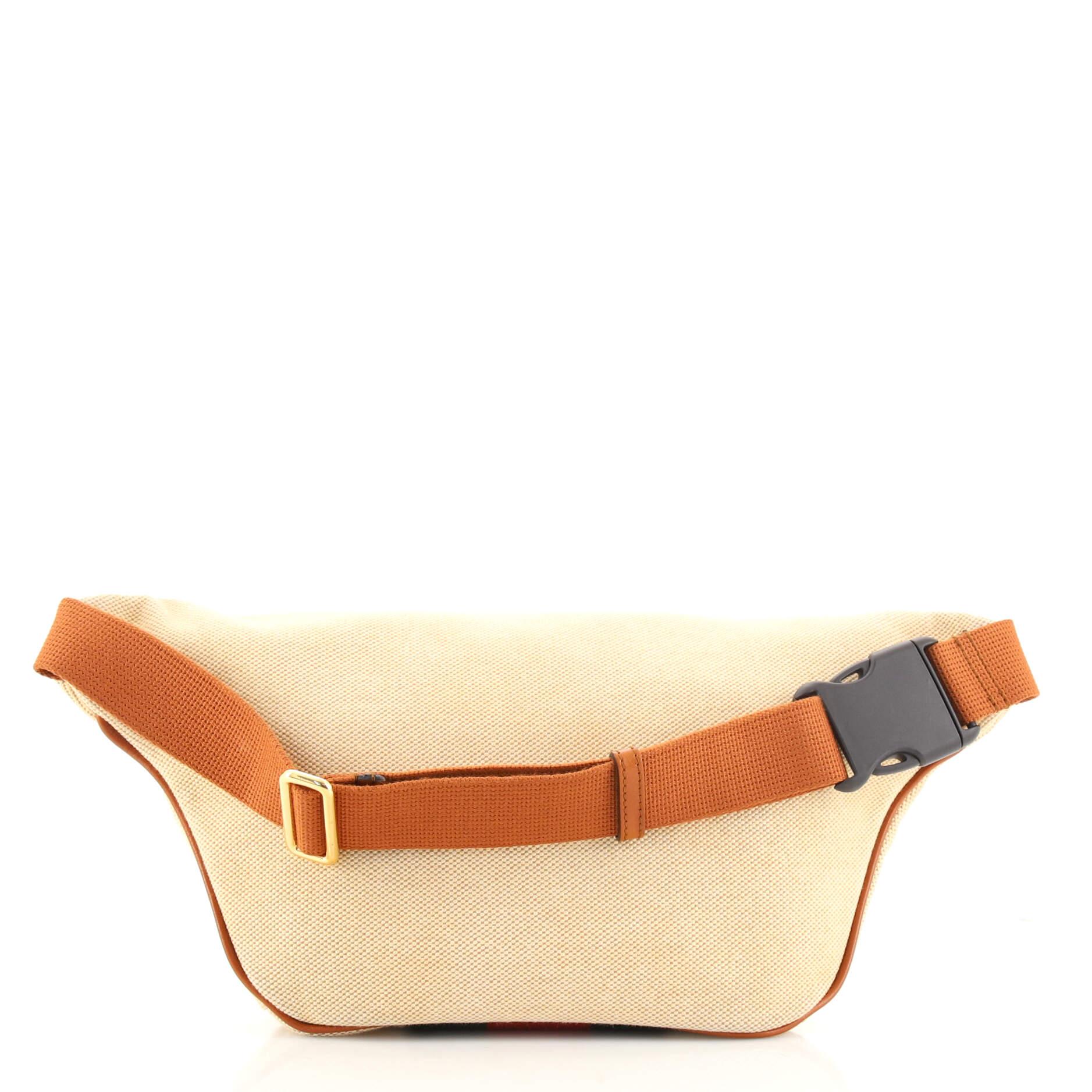 Beige Gucci Zip Belt Bag Vintage Web Canvas Large