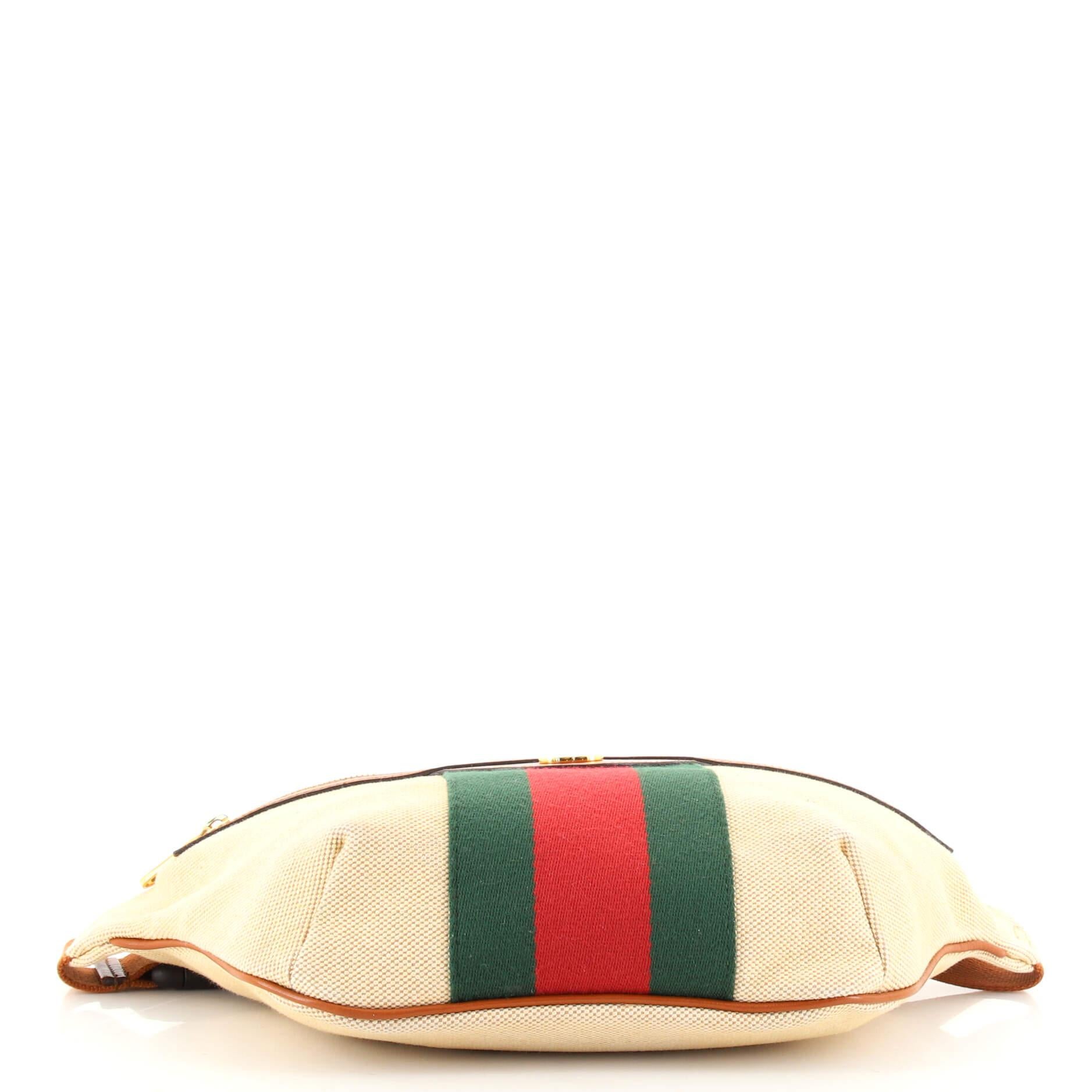 Gucci Zip Belt Bag Vintage Web Canvas Large In Good Condition In NY, NY