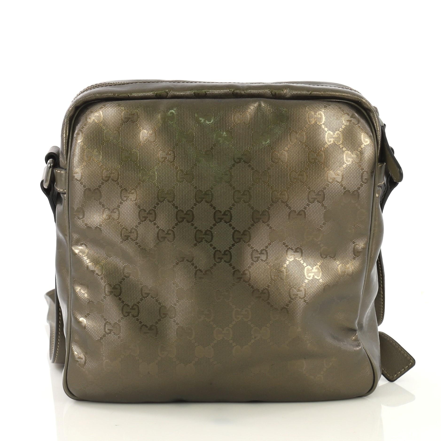 Gray Gucci Zip Crossbody Bag GG Imprime Medium