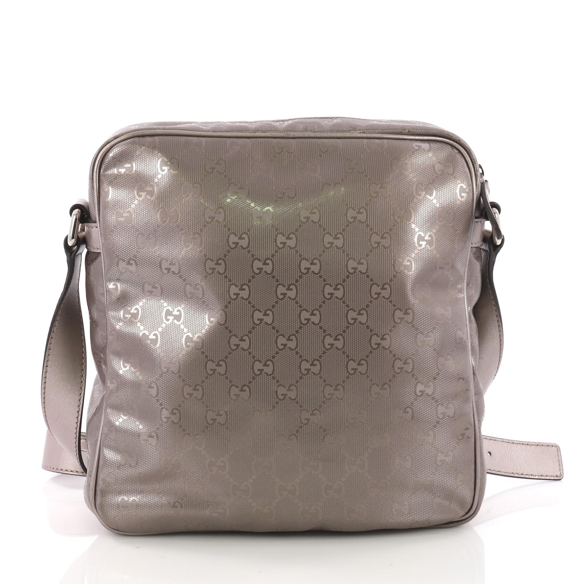 Gray Gucci Zip Crossbody Bag GG Imprime Medium