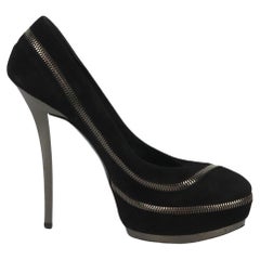 Gucci Zip Detailed Suede Platform Pumps Eu 38 Uk 5 Us 8