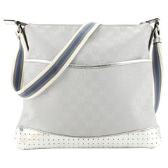 Gucci Zip Messenger Bag GG Canvas with Perforated Leather Medium