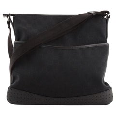 Gucci Zip Messenger Bag GG Canvas with Perforated Leather Medium