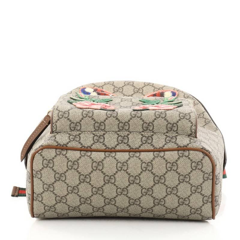 Gucci Zip Pocket Backpack Embroidered GG Coated Canvas Small In Good Condition In NY, NY