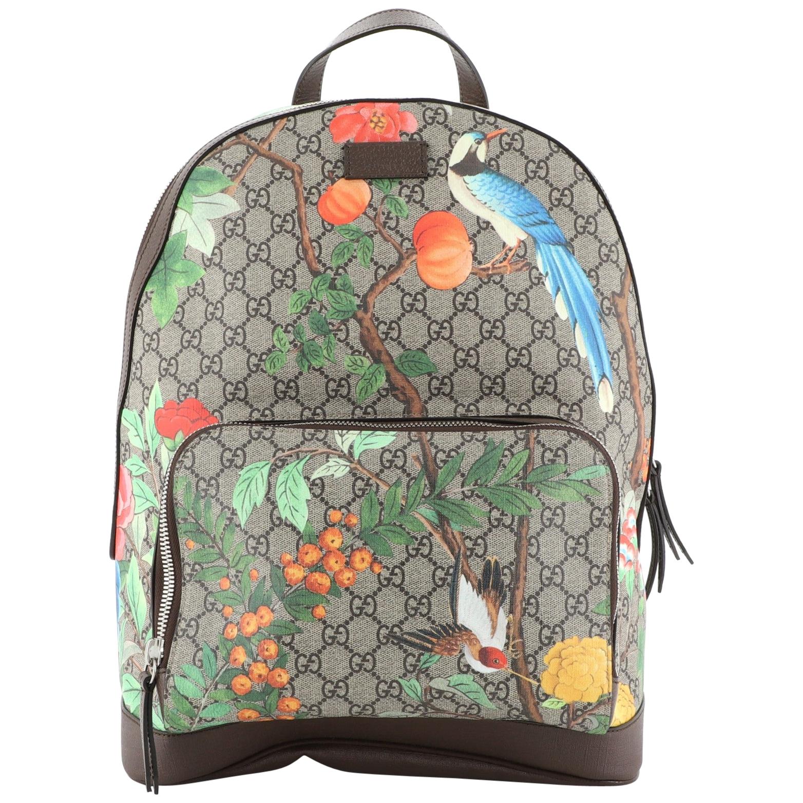 Gucci Zip Pocket Backpack Tian Print GG Coated Canvas Medium 