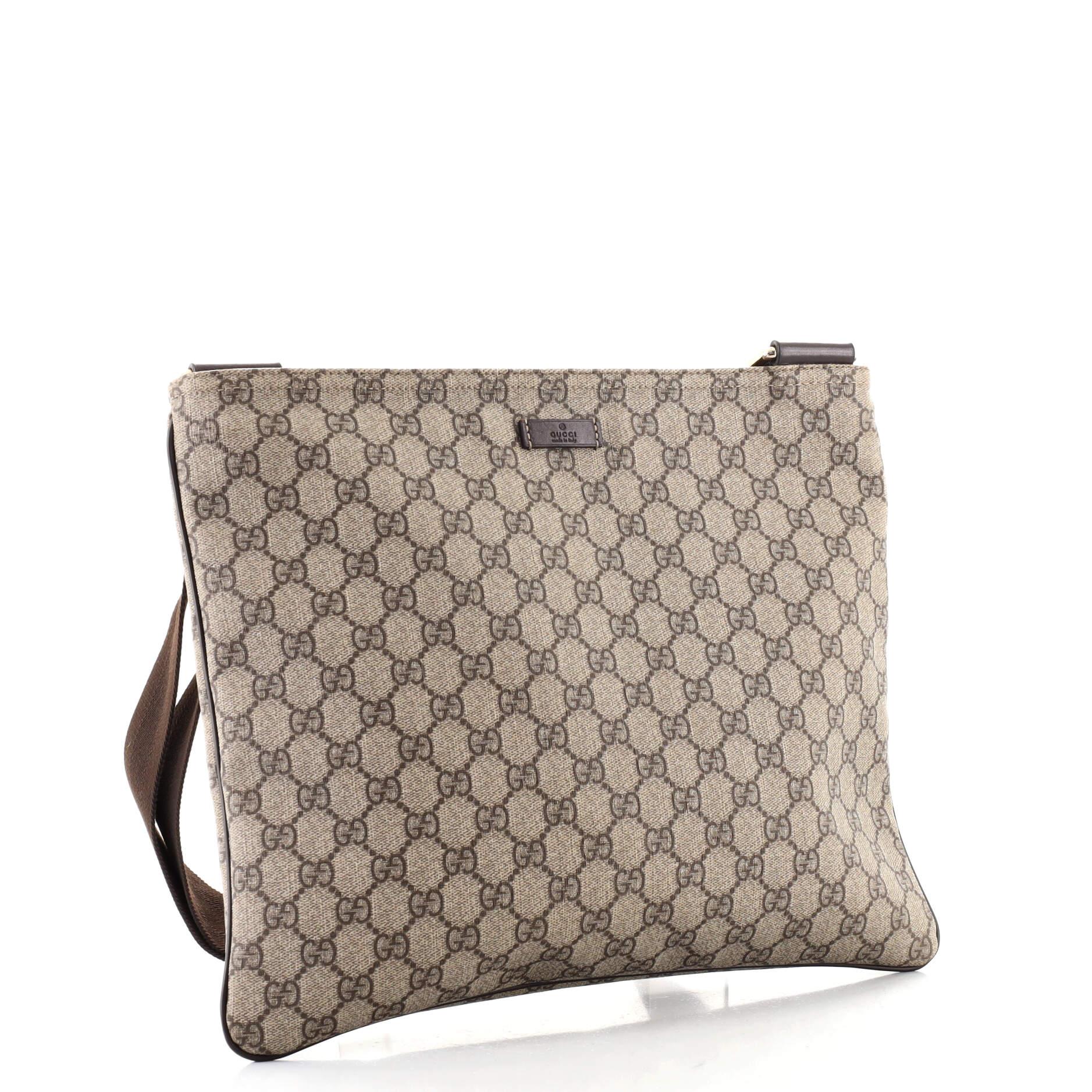 Gucci Zip Top Messenger Bag GG beschichtetem Segeltuch groß (Grau)