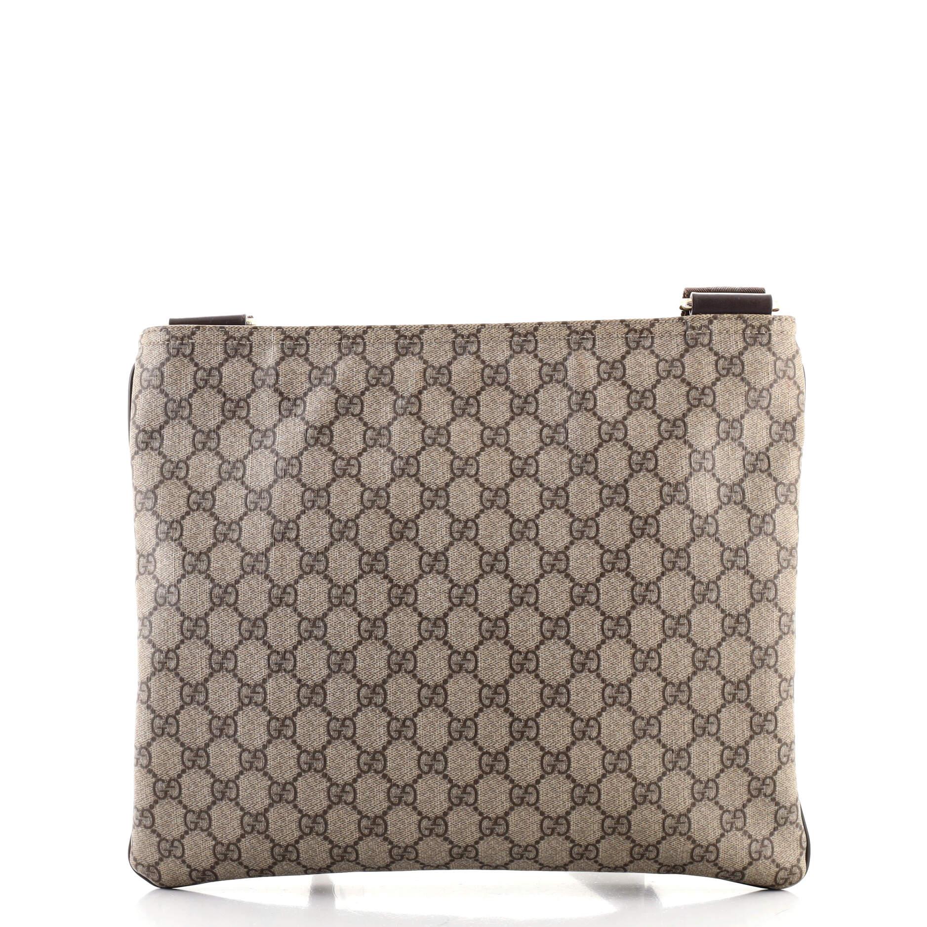 Gucci Zip Top Messenger Bag GG beschichtetem Segeltuch groß im Zustand „Gut“ in NY, NY