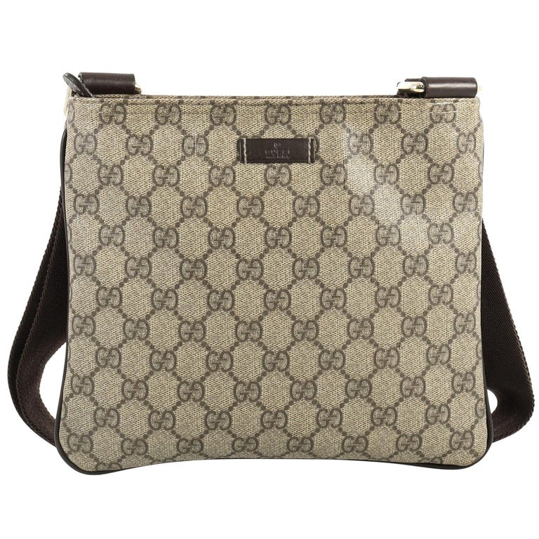 Gucci Zip Top Messenger Bag GG Coated Canvas Small at 1stDibs beige
