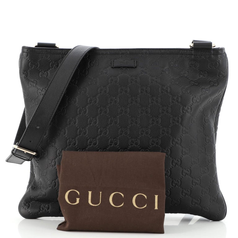 Gucci Zip Top Messenger Bag Guccissima Leather Large at 1stDibs
