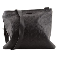 Gucci Zip Top Messenger Bag Guccissima Leather Medium