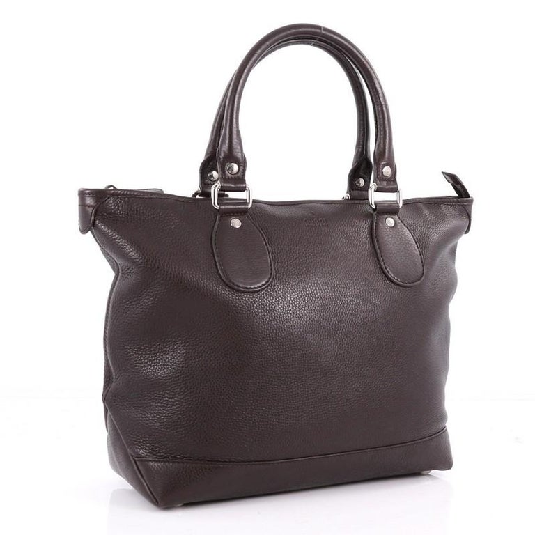 Gucci Zip Top Tote Leather Large at 1stDibs