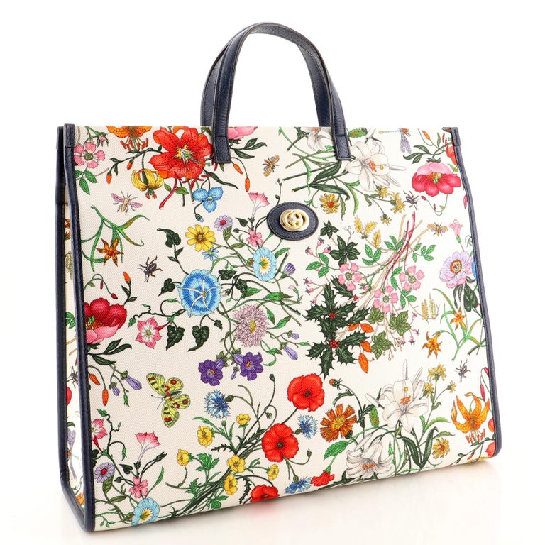Gucci Zip Tote Flora Canvas Large at 1stDibs