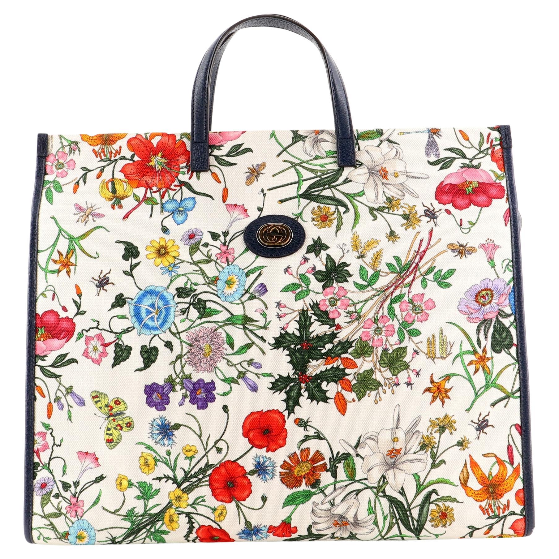 Gucci Zip Tote Flora Canvas Large at 1stDibs