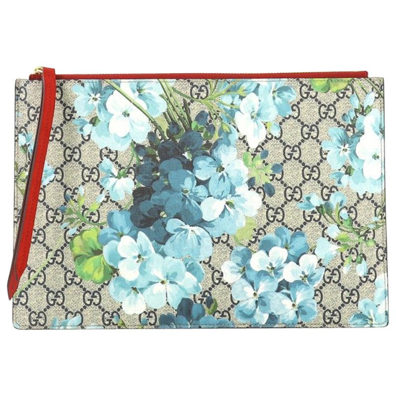 Gucci Zipped Pouch Blooms Print GG Coated Canvas Large