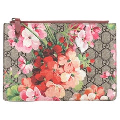 Gucci Zipped Pouch Blooms Print GG Coated Canvas Small