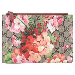 Gucci Zipped Pouch Blooms Print GG Coated Canvas Small