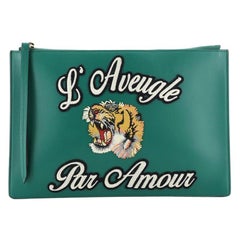Gucci Zipped Pouch Leather with Applique Large