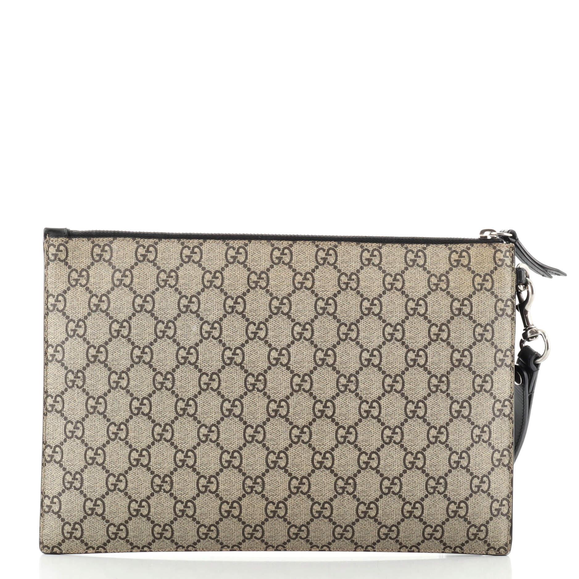 Gucci Zipped Pouch Printed GG Coated Canvas Medium In Good Condition In NY, NY