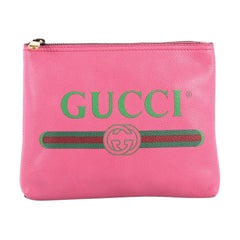Gucci Zipped Pouch Printed Leather Small