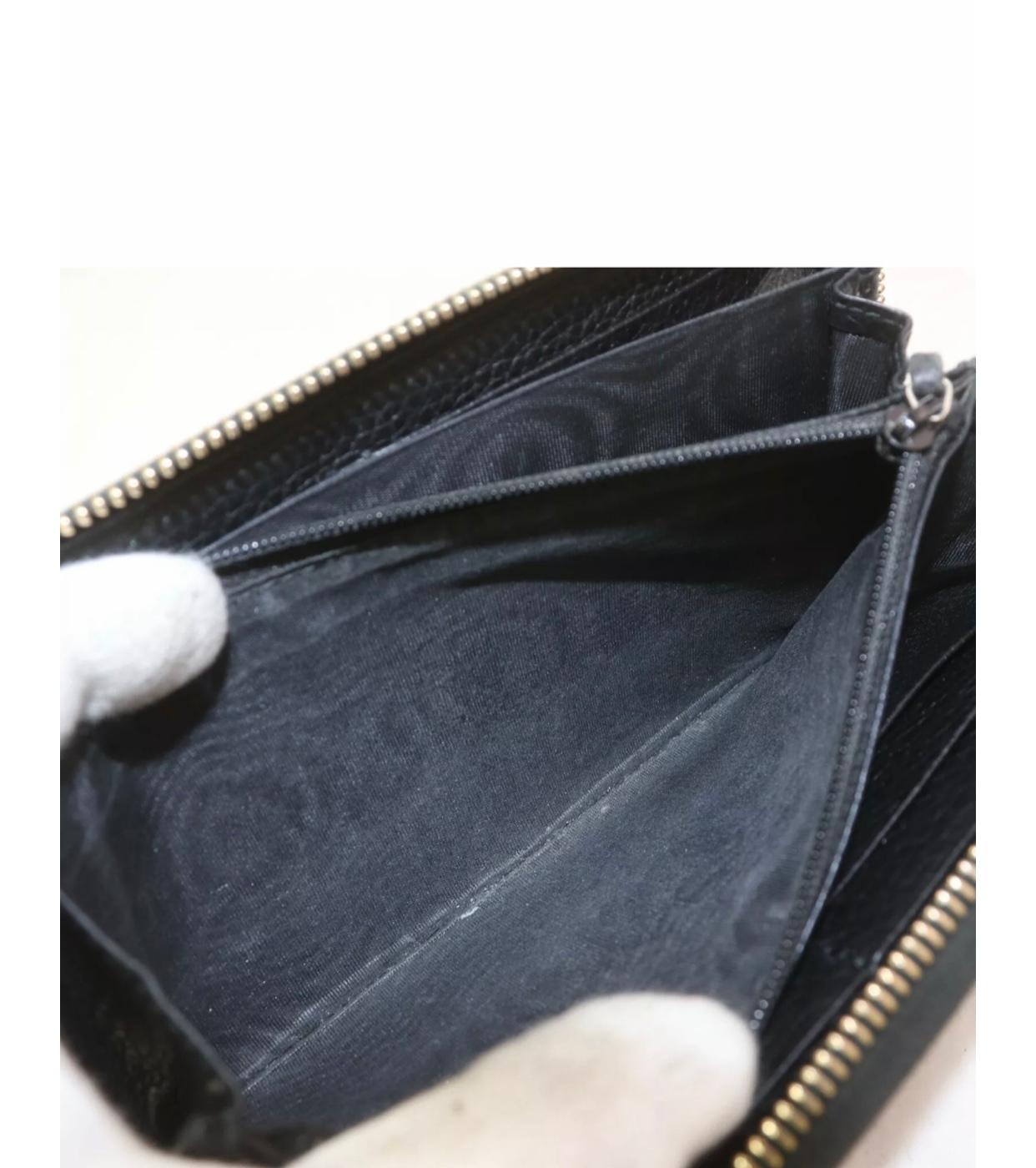 GUCCI  Zippy Wallet Black Leather GG Logo  1